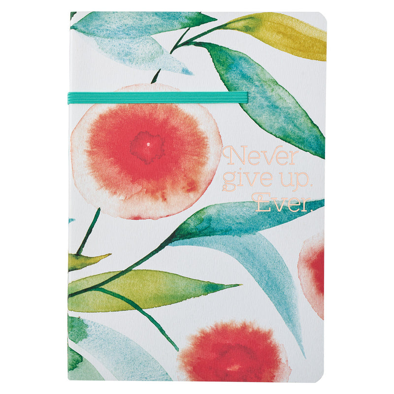 Diario, edición flexible con cierre elástico: Never Give Up - Orange blossoms