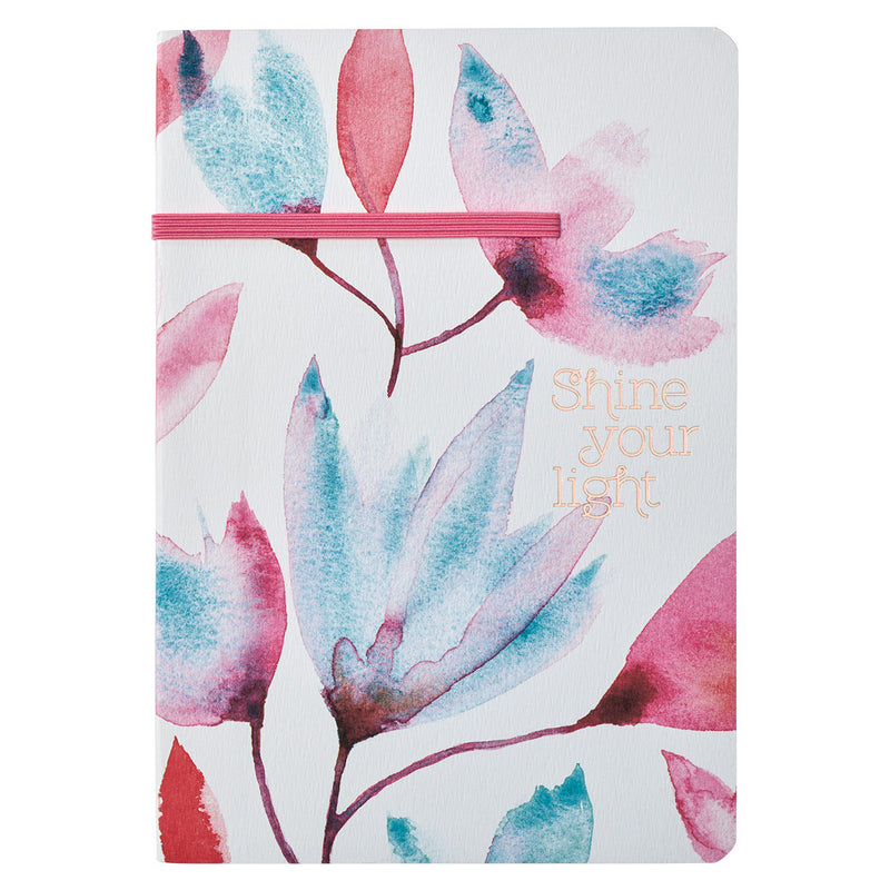 Diario, edición flexible con cierre elástico: Shine your light  - Pink petals