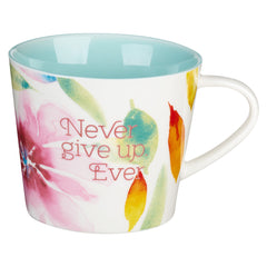 Mug Never Give Up - Rosa