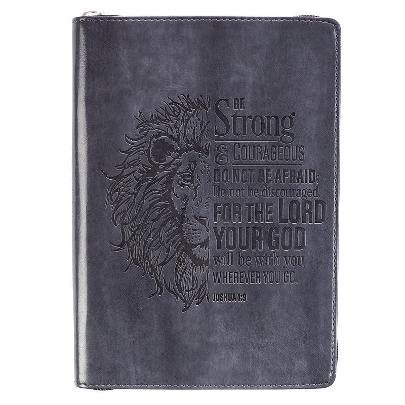 Diario Lion Face Be Strong And Courageous, Joshua 1:9