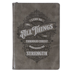 Agenda de lujo All things through Christ Filipenses 4:13 - Gris