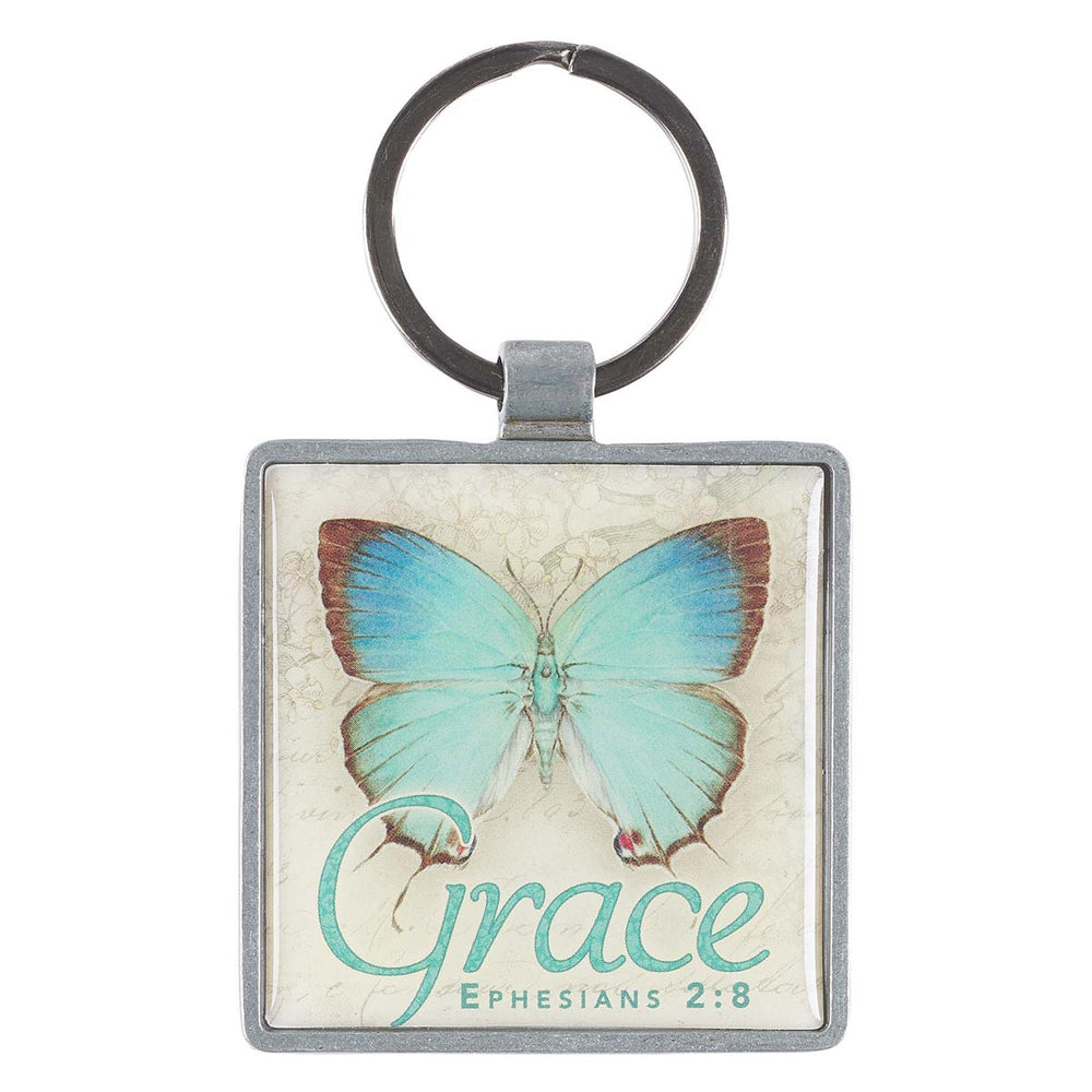 Llavero Grace Ephesians 2:8 - Mariposa azul