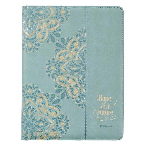 Hope & a Future Powder Blue Faux Leather Portfolio Folder - Jeremiah 29:11