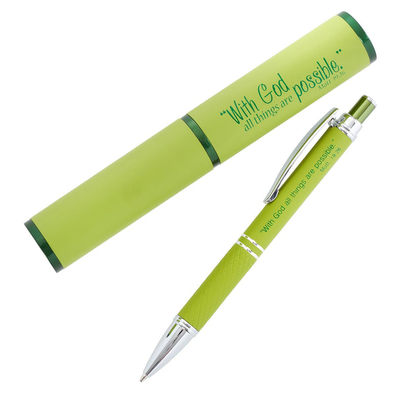 Bolígrafo All Things Possible Matthew 19:26 - Verde