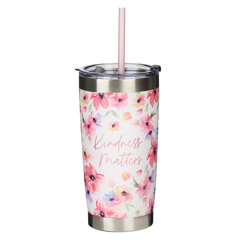 Taza de acero inoxidable Kindness Matters - Blanco