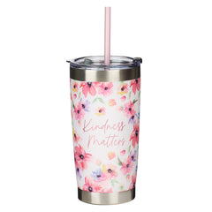 Taza de acero inoxidable Kindness Matters - Blanco