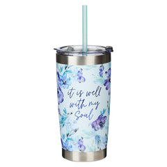 Taza de viaje de acero inoxidable It Is Well With My Soul - Púrpura