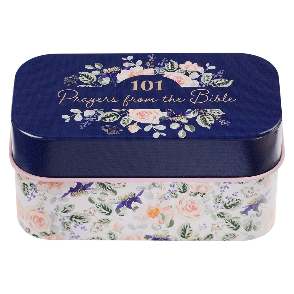 101 Prayers from the Bible navy scripture cards in a tin - CAG