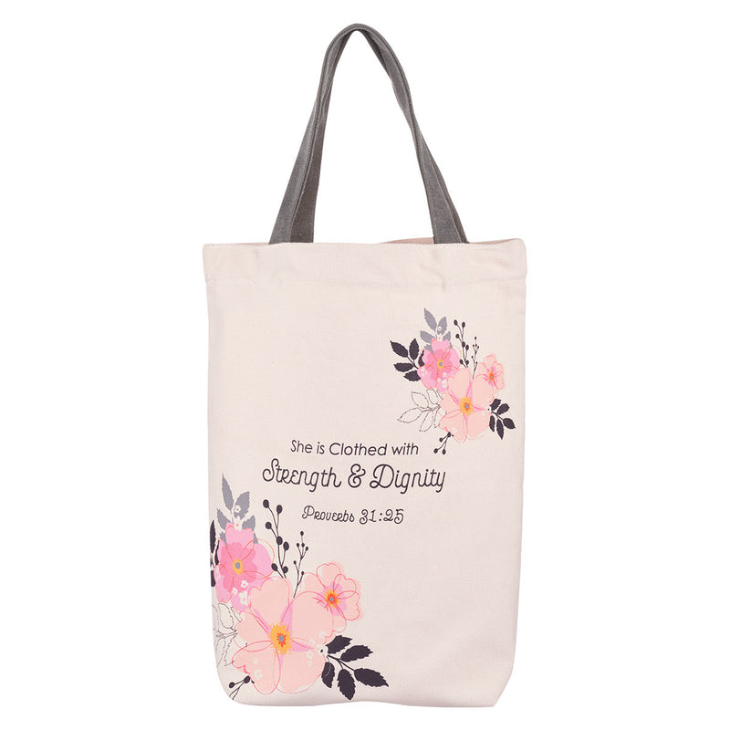 Strength & Dignity Canvas Tote Bag – Proverbs 31:25