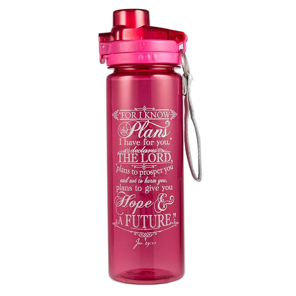 Botella plástica para agua- I Know The Plans- Fucsia