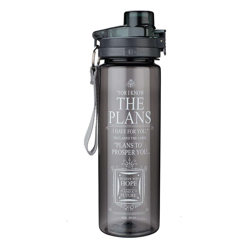 Botella para agua For I Know The Plans- Negra - Coffee & Jesus
