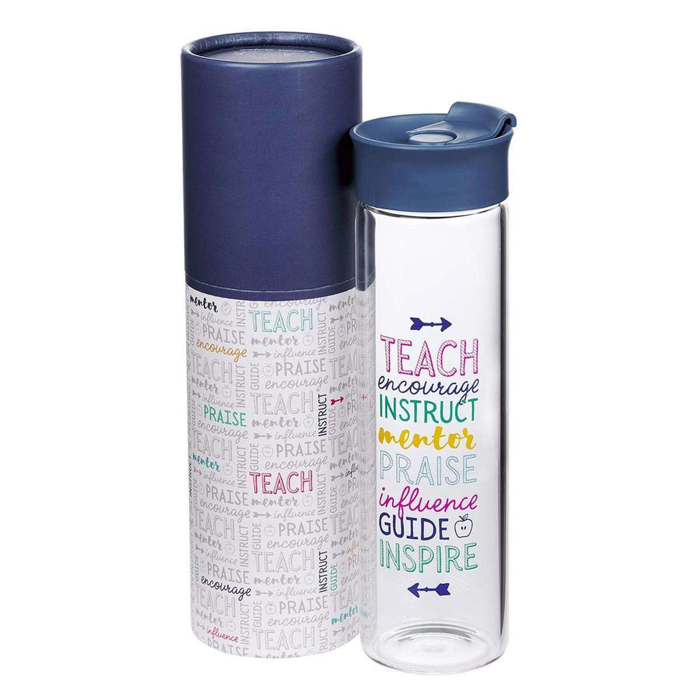 Botella de vidrio para agua - I Great Teacher - Azul oscuro