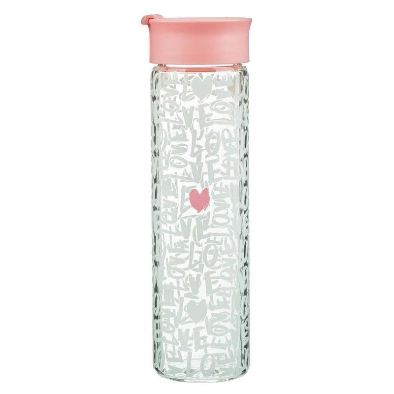 Botella de vidrio para agua - Love - Rosado - Coffee & Jesus