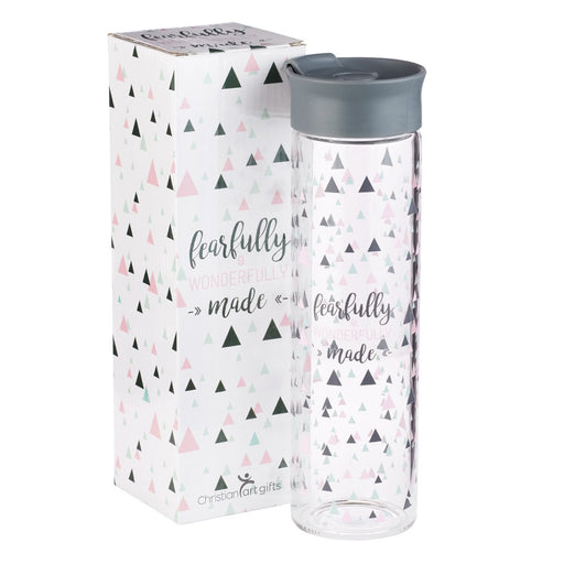 Botella para agua de vidrio- Fearfully & Wonderfully - Coffee & Jesus