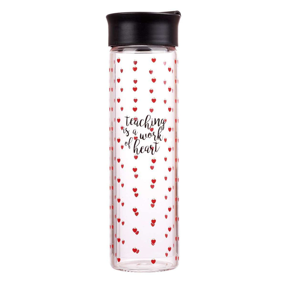 Botella de vidrio para agua - Teacher Work - Rojo/ Negro