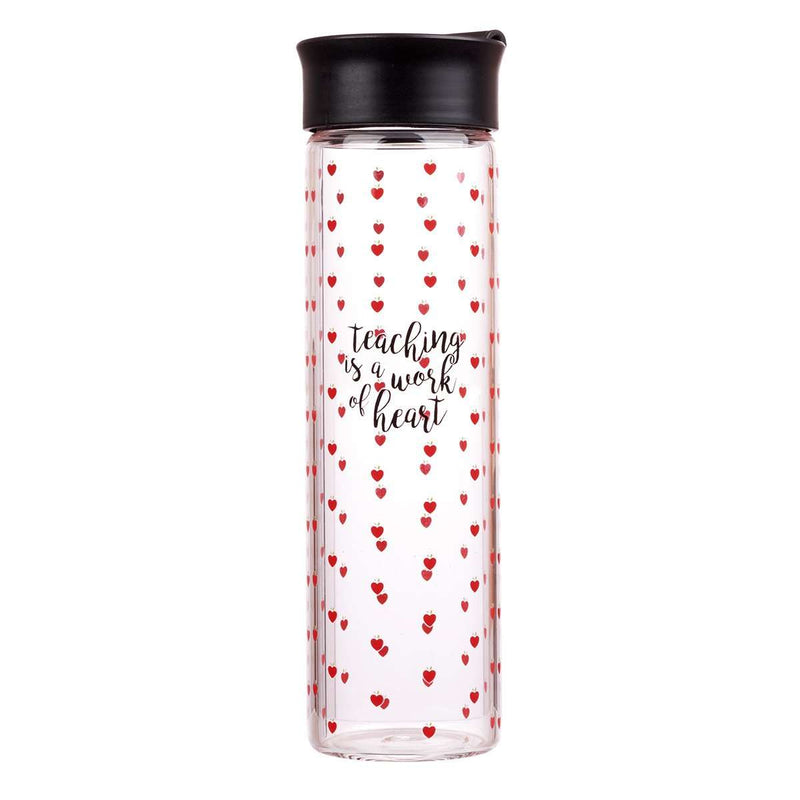 Botella de vidrio para agua - Teacher Work - Rojo/ Negro - Coffee & Jesus