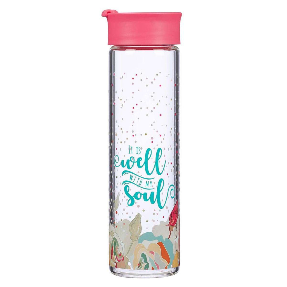 Botella de vidrio para agua - It is Well - Coral
