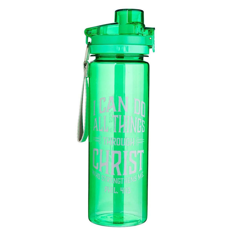 Botella plástica para agua  I Can do All Things- Verde - Coffee & Jesus
