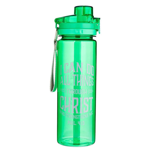 Botella plástica para agua  I Can do All Things- Verde - Coffee & Jesus