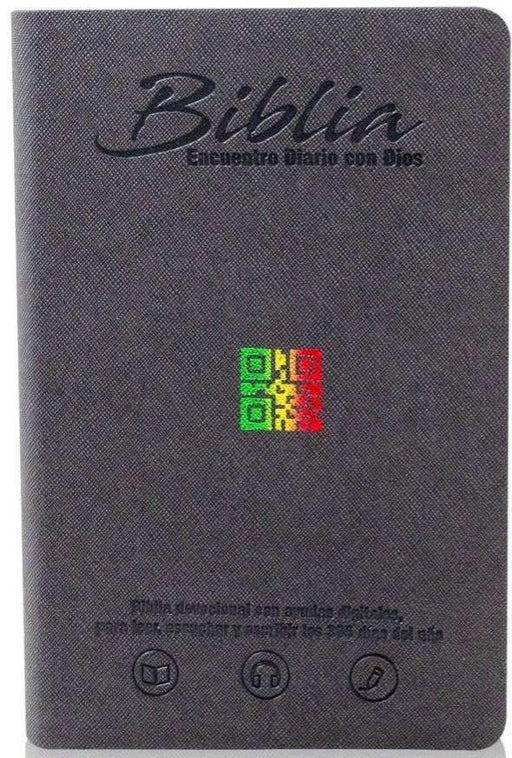 Biblia encuentro diario con Dios, gris QR  - RVC - Coffee & Jesus