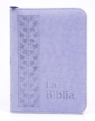 Biblia flexible lila plateada con cierre - TLA