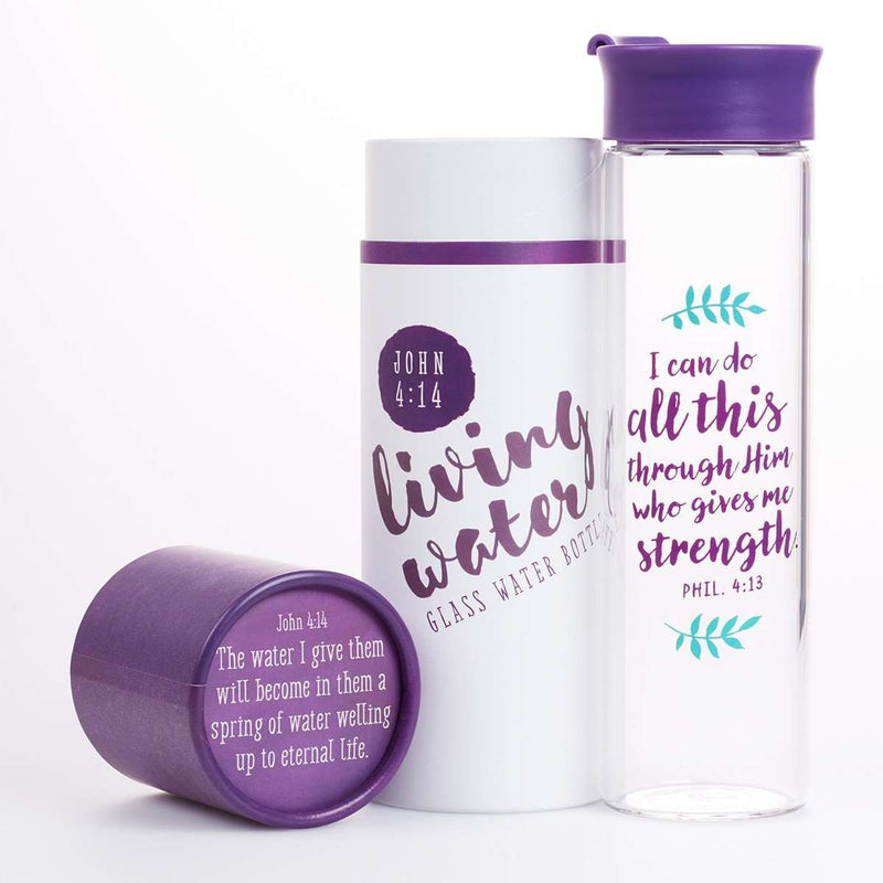 Botella de vidrio para agua - I can do all this - Morado - Coffee & Jesus
