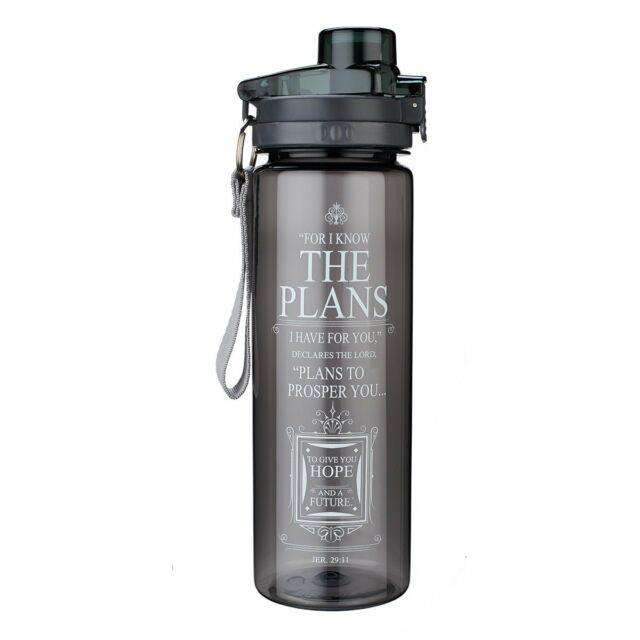 Botella plástica para agua -  I Know The Plans- Negra
