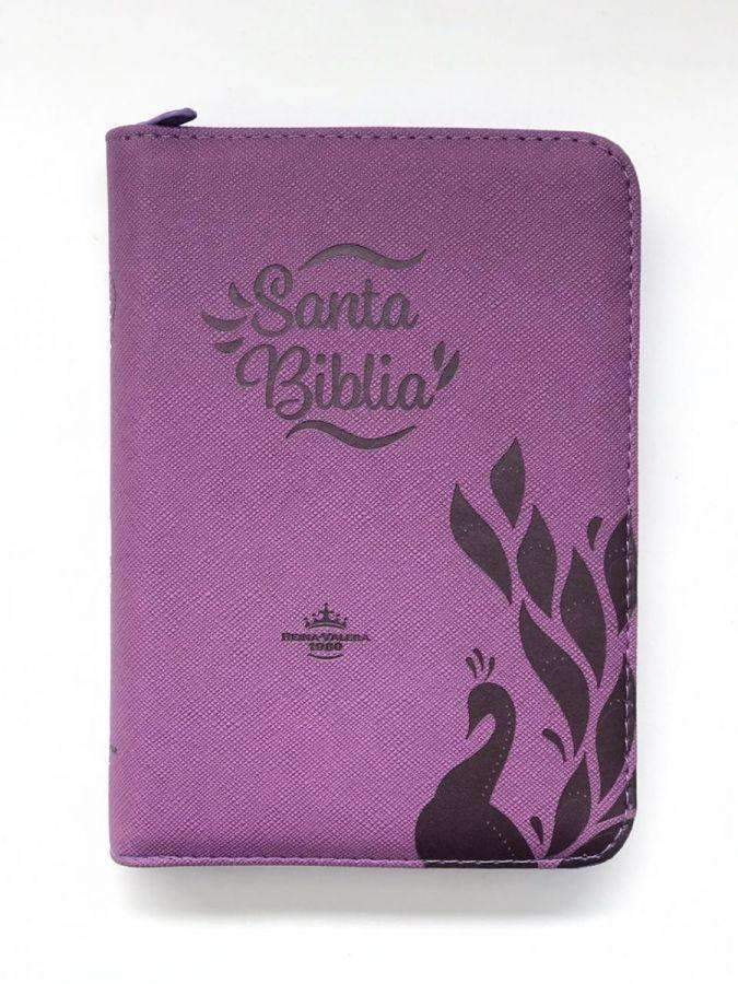 Biblia con cierre morada con índice - RVR 1960